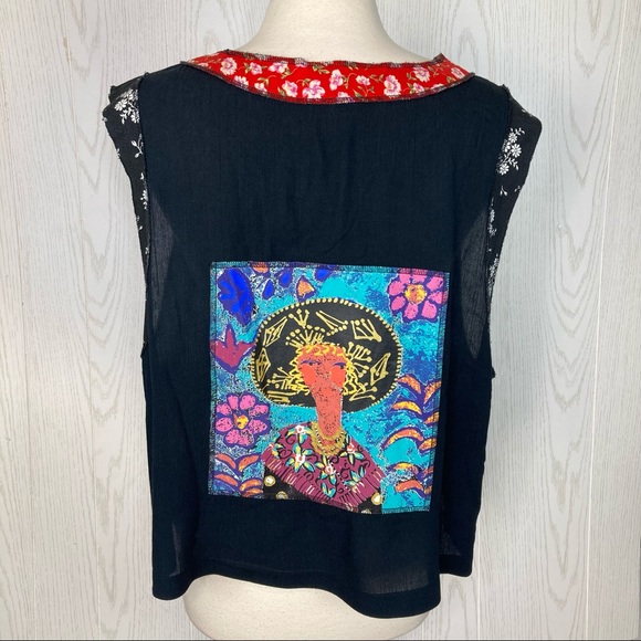 Vintage ‘Art-to-Wear’ Fern Bratten Multicolor Eclectic Pattern Vest Size 18/XL - Picture 6 of 10
